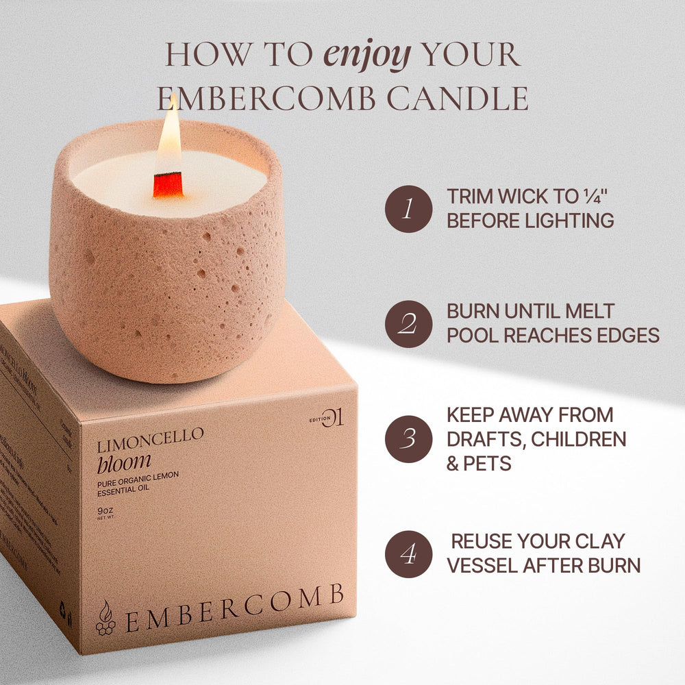 Embercomb 9oz candle designed for long lasting fragrance