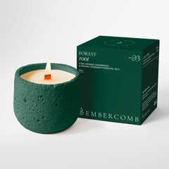 Embercomb Forest Root candle wood wick in ceramic vessel for slow burn