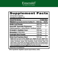 EMERALD LABS Allergy Health capsules for daily vegan, gluten-free use.