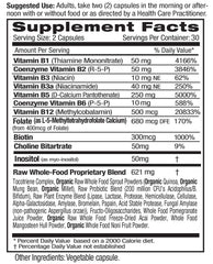 Emerald Labs B-Healthy label close-up highlighting methylated folic acid and B vitamins