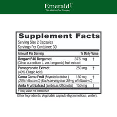 Close-up of bergamot fruit with EMERALD LABS Bergamot+ for a metabolism-supporting blend.