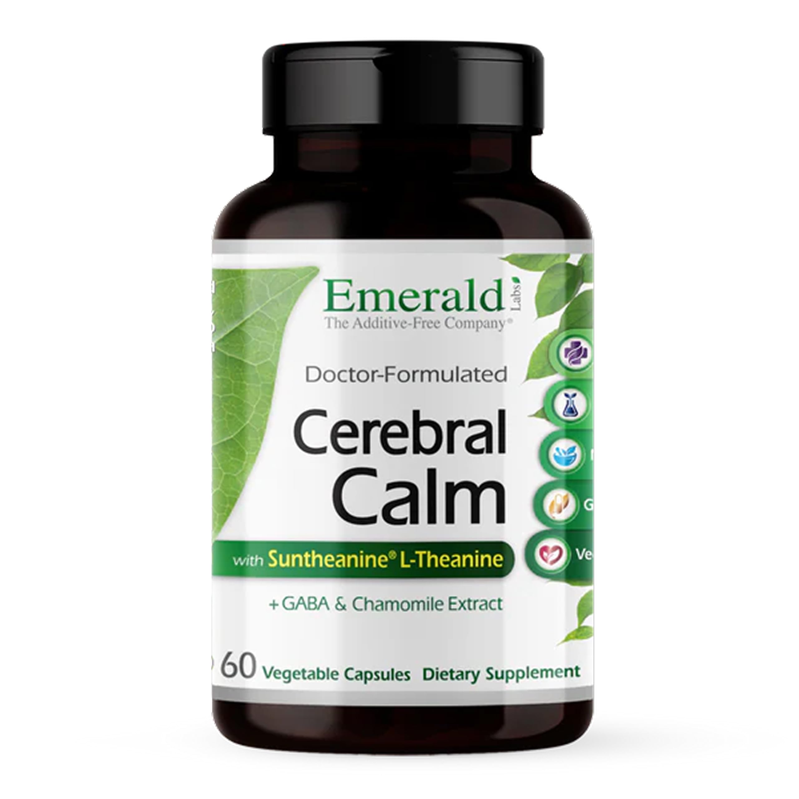 Emerald Labs Cerebral Calm bottle front for daily balance and calm support.