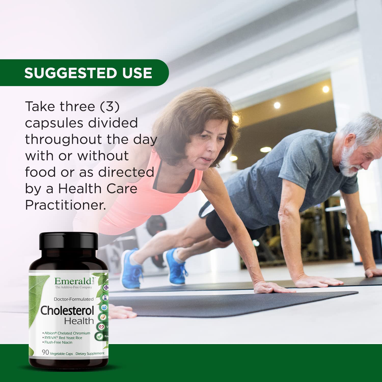 Emerald Labs Cholesterol Health capsules closeup showing plant based capsules