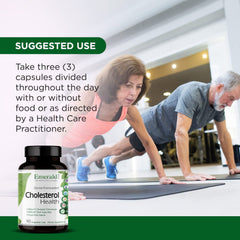 Emerald Labs Cholesterol Health capsules closeup showing plant based capsules