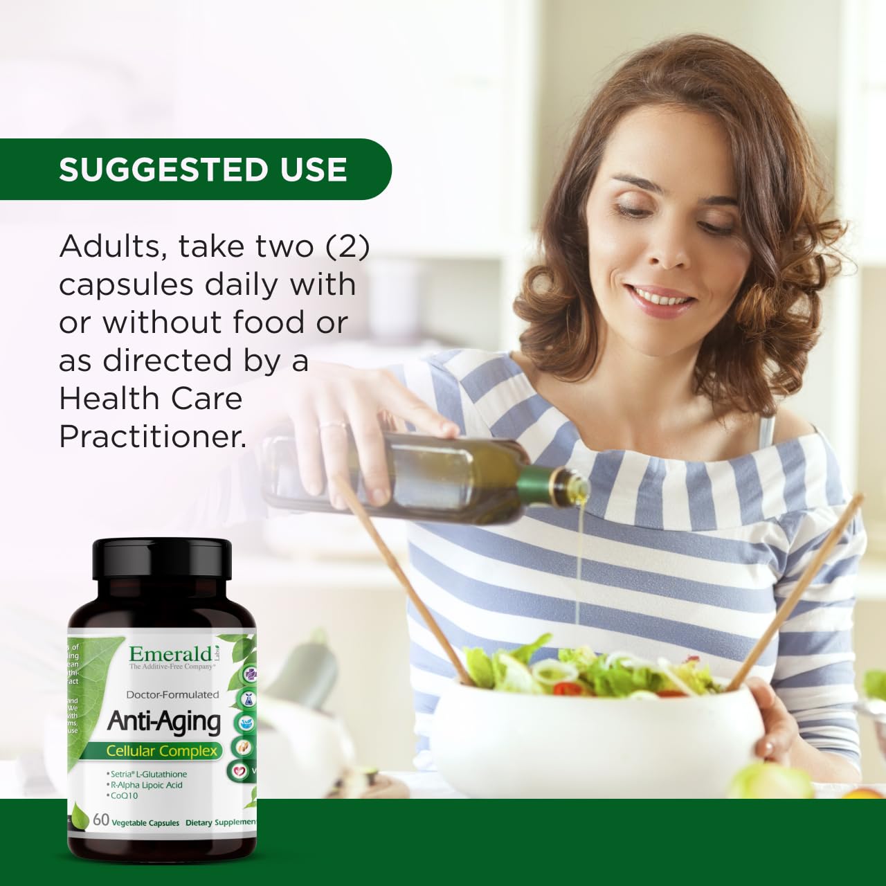 Emerald Labs CoQ10 capsules closeup highlighting vitality-focused supplement components