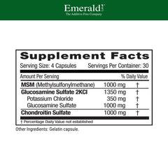 Emerald Labs capsules close-up showing a four-capsule daily serving.