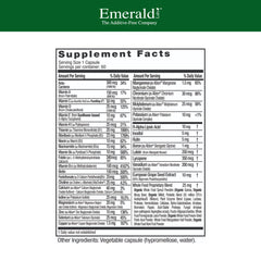 Emerald Labs Men's 1 Daily Multi bottle back displays ingredients and clear usage guidance.