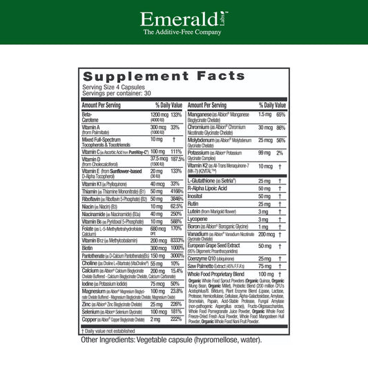 Emerald Labs Men's 45+ capsules closeup for easy daily intake