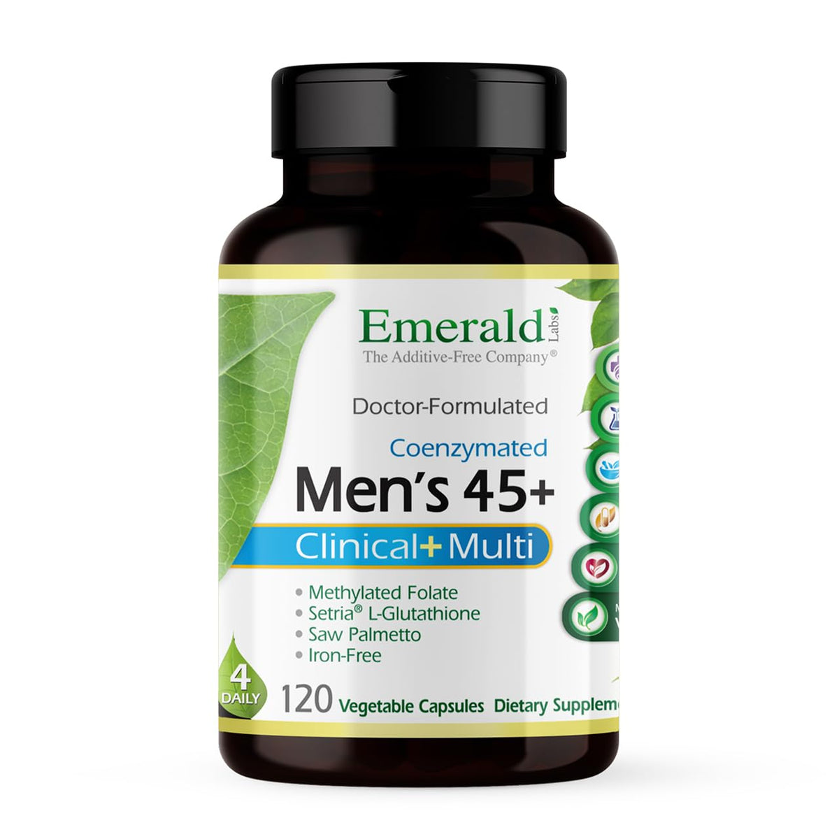 Emerald Labs Men's 45+ clinical multi bottle pour for daily nutrient support