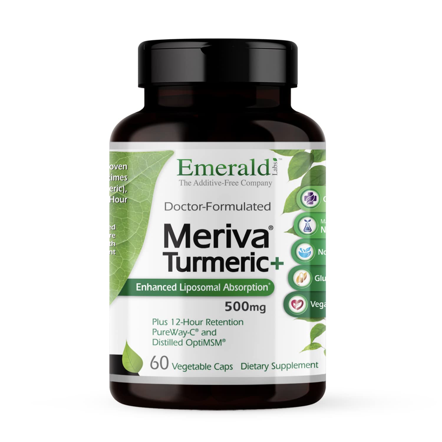 Emerald Labs Meriva Turmeric Plus bottle front showing immune and joint support