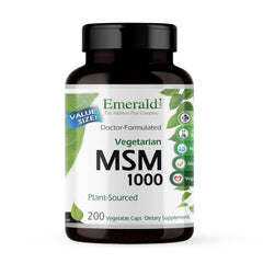 Emerald Labs MSM bottle front for daily joint support and immune health.