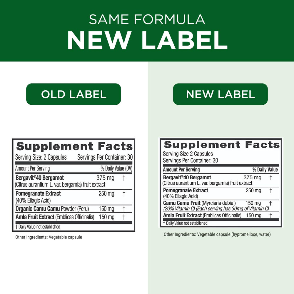 Front view of EMERALD LABS Bergamot+ box with bold branding.