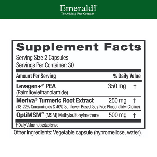 Emerald Labs Pea+ with Levagen+ capsules for convenient recovery after workouts