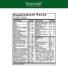 Emerald Labs Prenatal 1-Daily Multi capsules close-up showing vegetable capsules and gentleness
