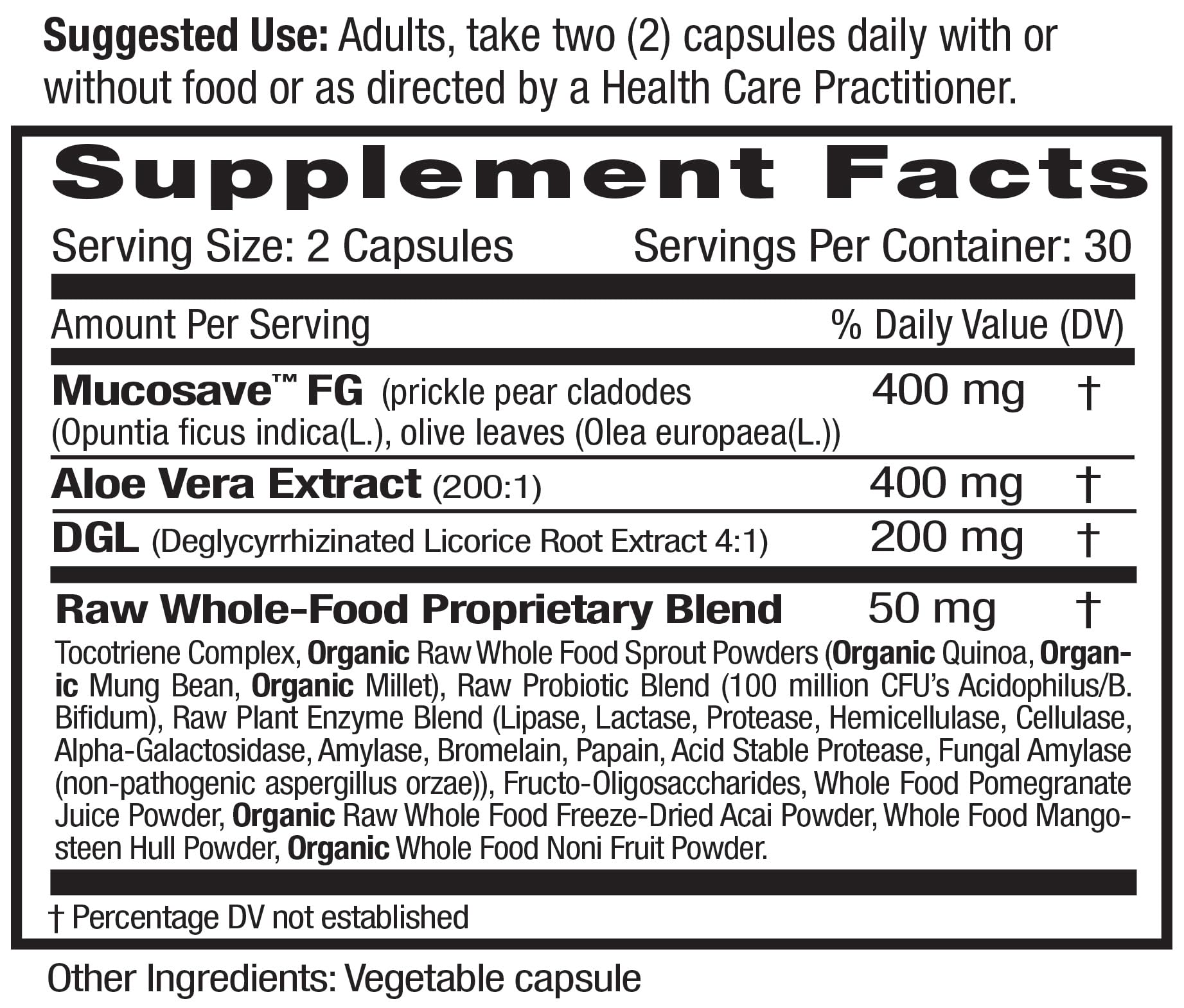 EMERALD LABS Reflux Health capsules closeup highlighting Mucosave FG and DGL benefits.