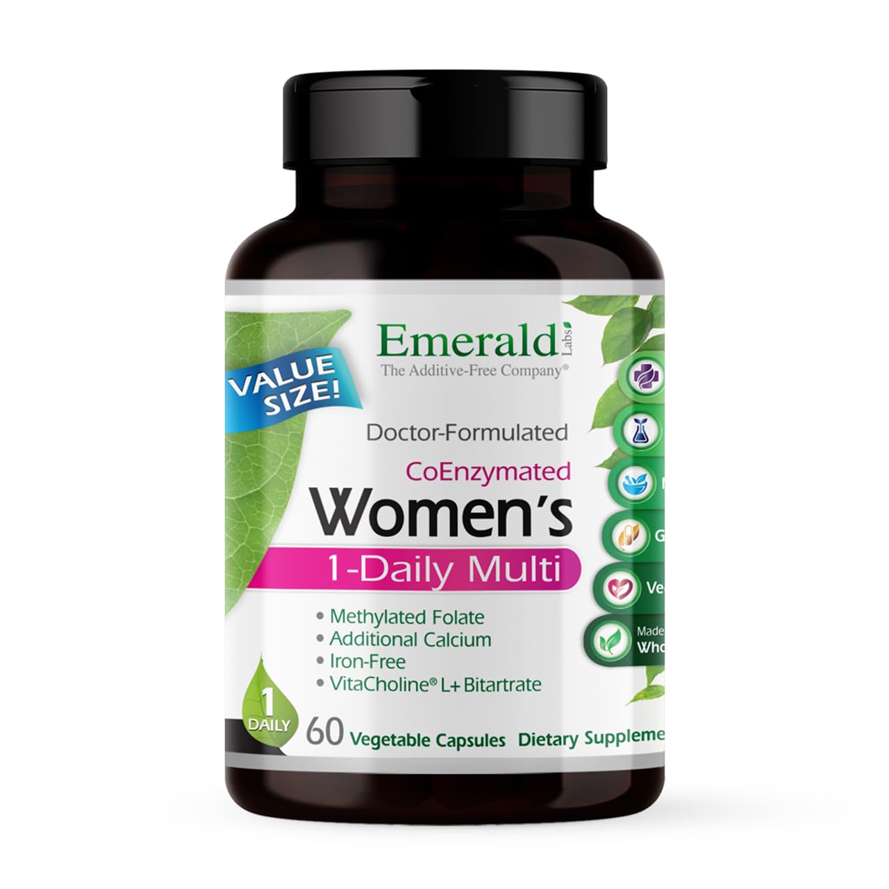 Emerald Labs Women's 1-Daily Multi bottle front view for daily wellness