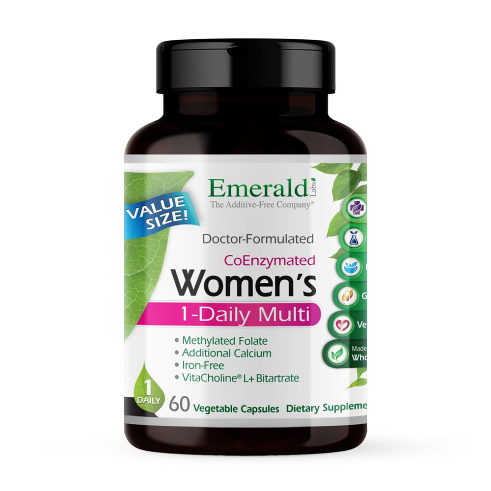 Emerald Labs Women's 1-Daily Multi bottle front view for daily wellness