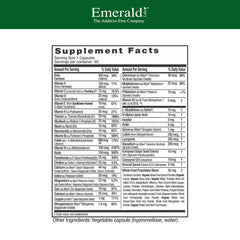 Close-up of Emerald Labs Women's 45+ multivitamin tablets for easy dosing.