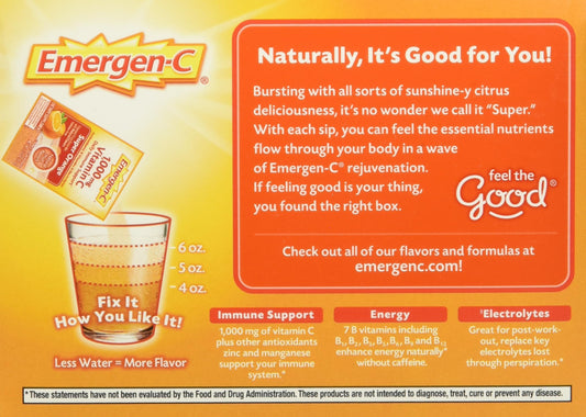 Emergen-C 130213 glass with orange drink offers a tasty immune-friendly routine