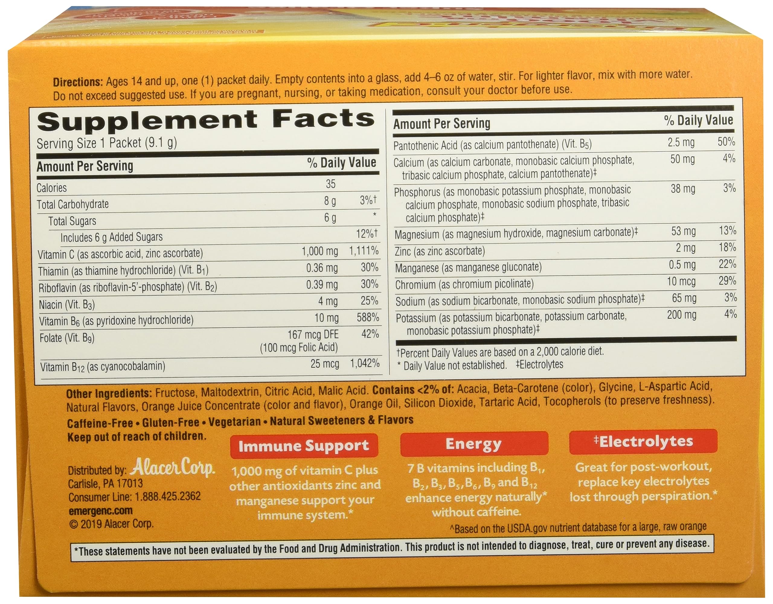 Emergen-C 130213 tub packaging highlights convenient daily vitamin C