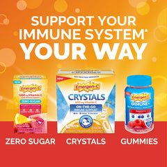 Emergen-C dissolves quickly in water for a fizzy raspberry drink.