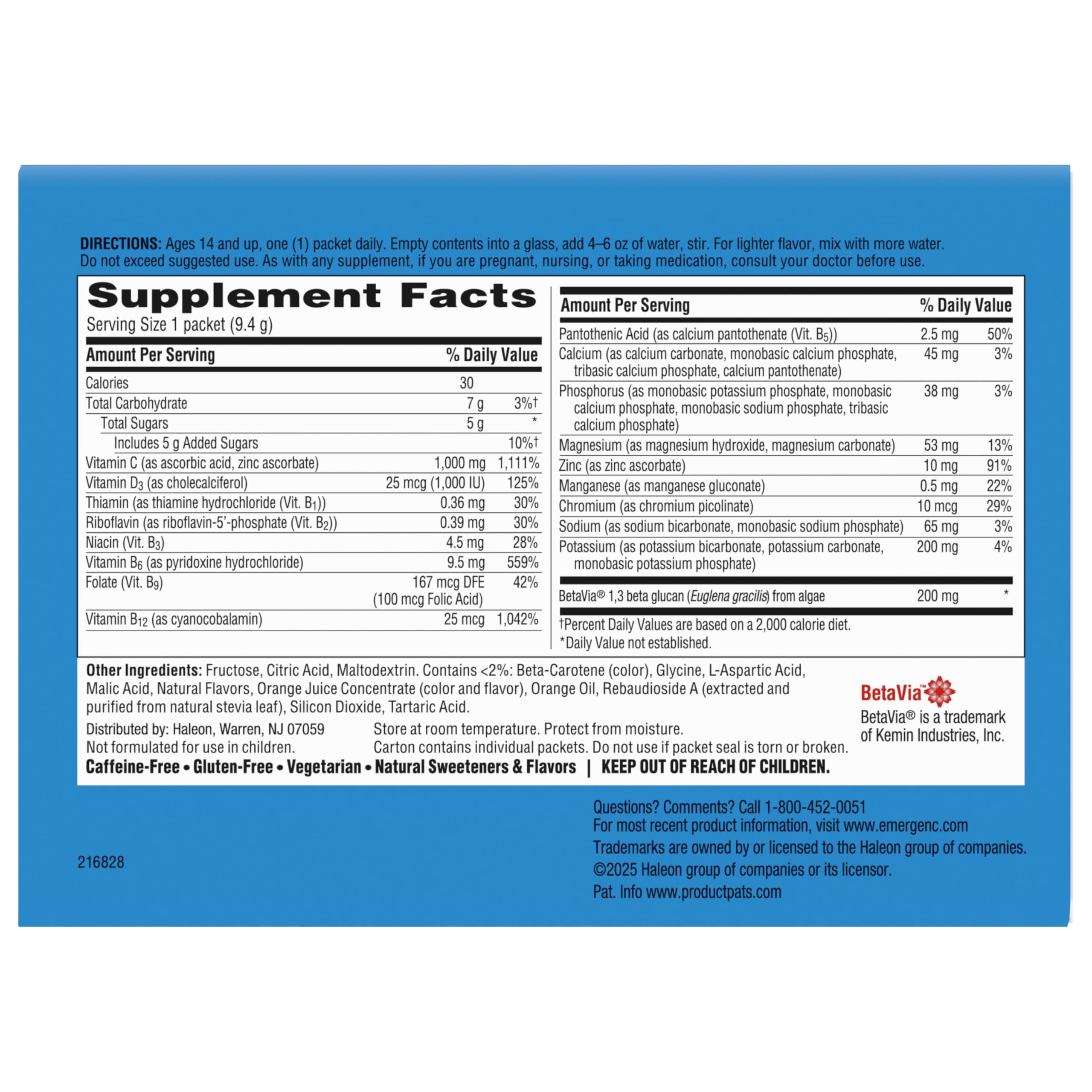 B Vitamins noted for natural energy support in Emergen-C Immune+