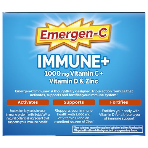 Orange flavored Emergen-C Immune+ powder ready to sip