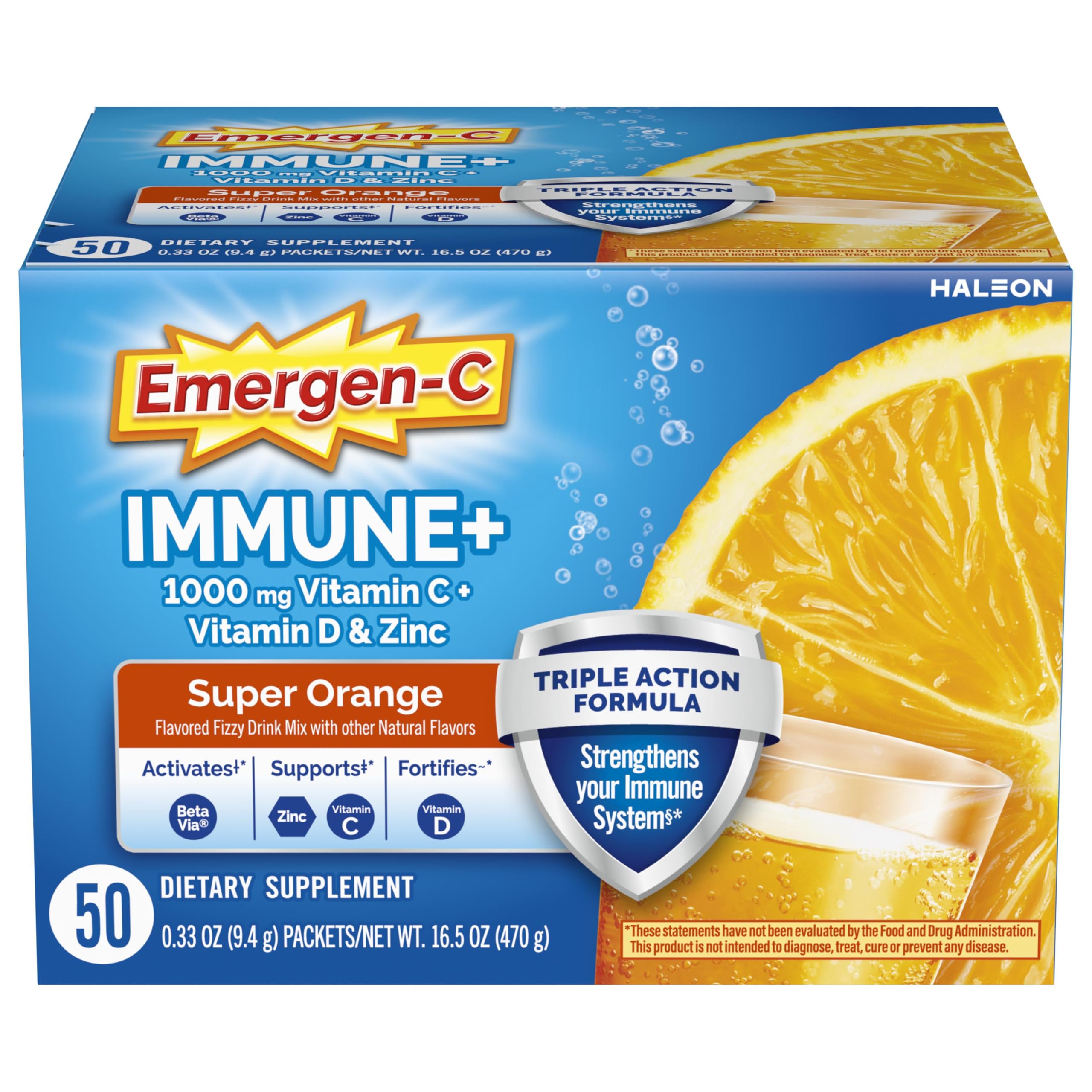 Emergen-C Immune+ packaging in orange for daily use