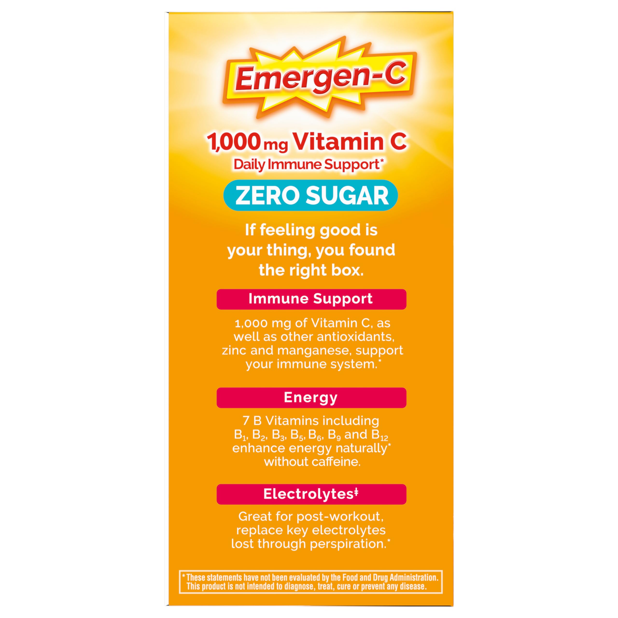 Emergen-C Zero Sugar cup with ice shows a cold, refreshing beverage.