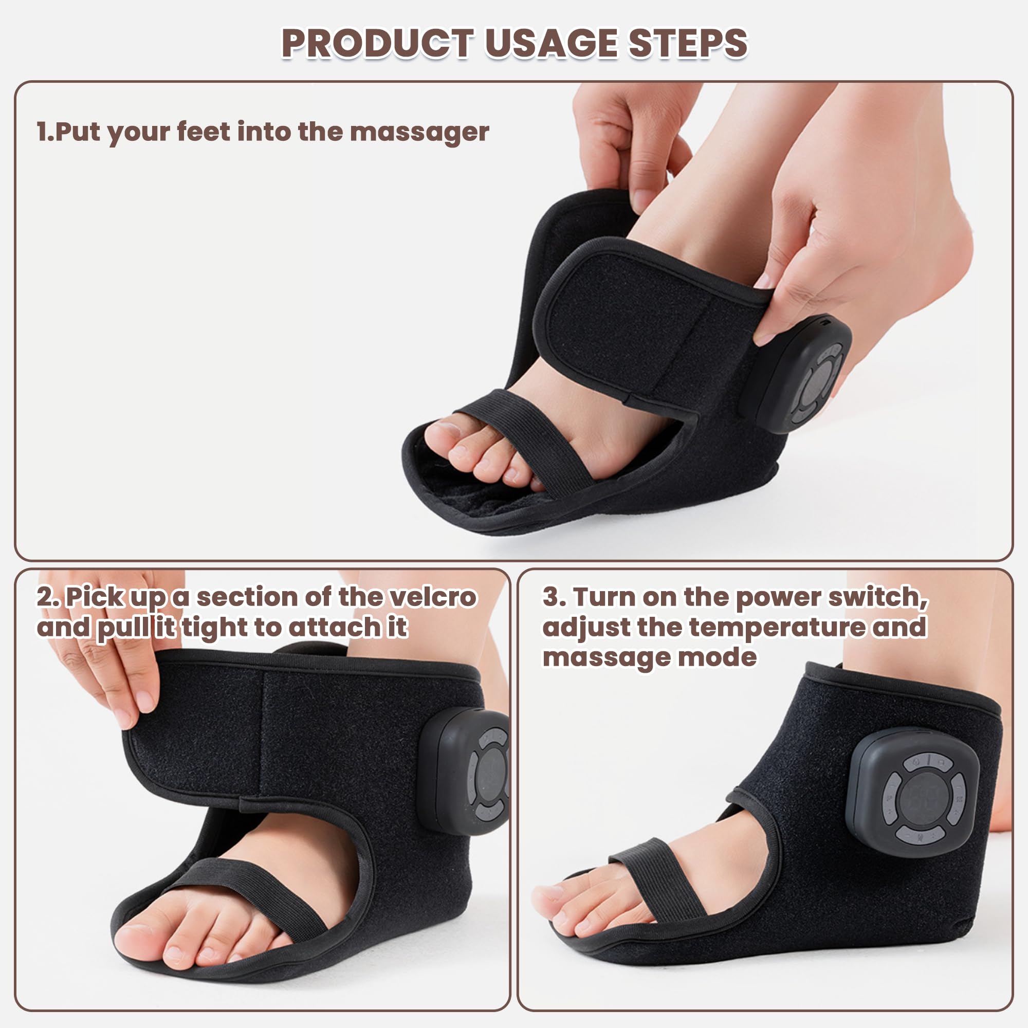 Emesak warmth settings provide gentle heat to soothe tired feet.