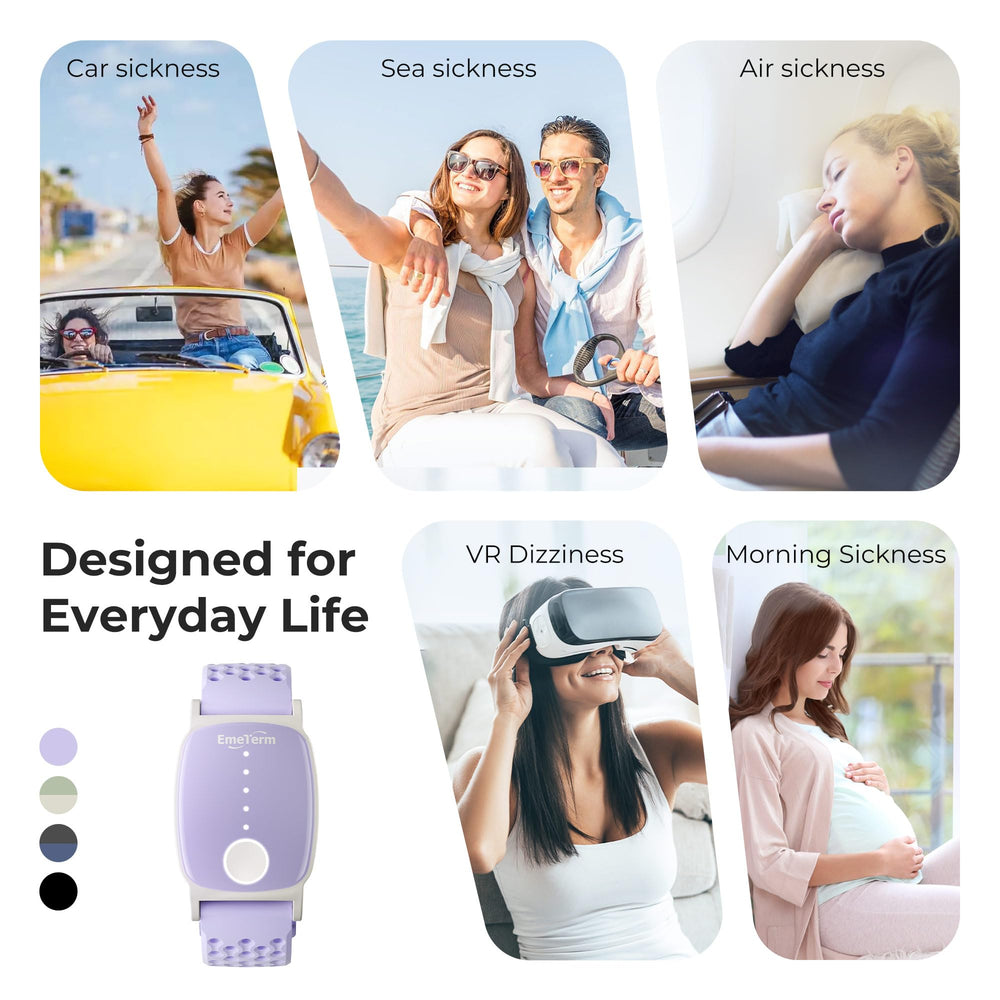 Discreet EmeTerm Explore worn under sleeves for on-the-go relief.