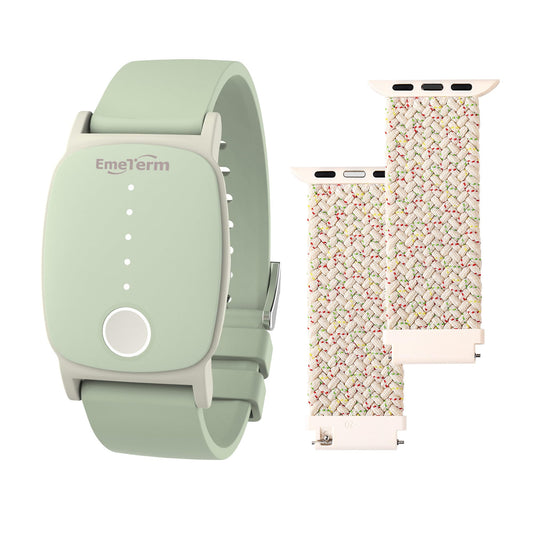 EmeTerm Explore mint-green wristband in action for travel-ready support.