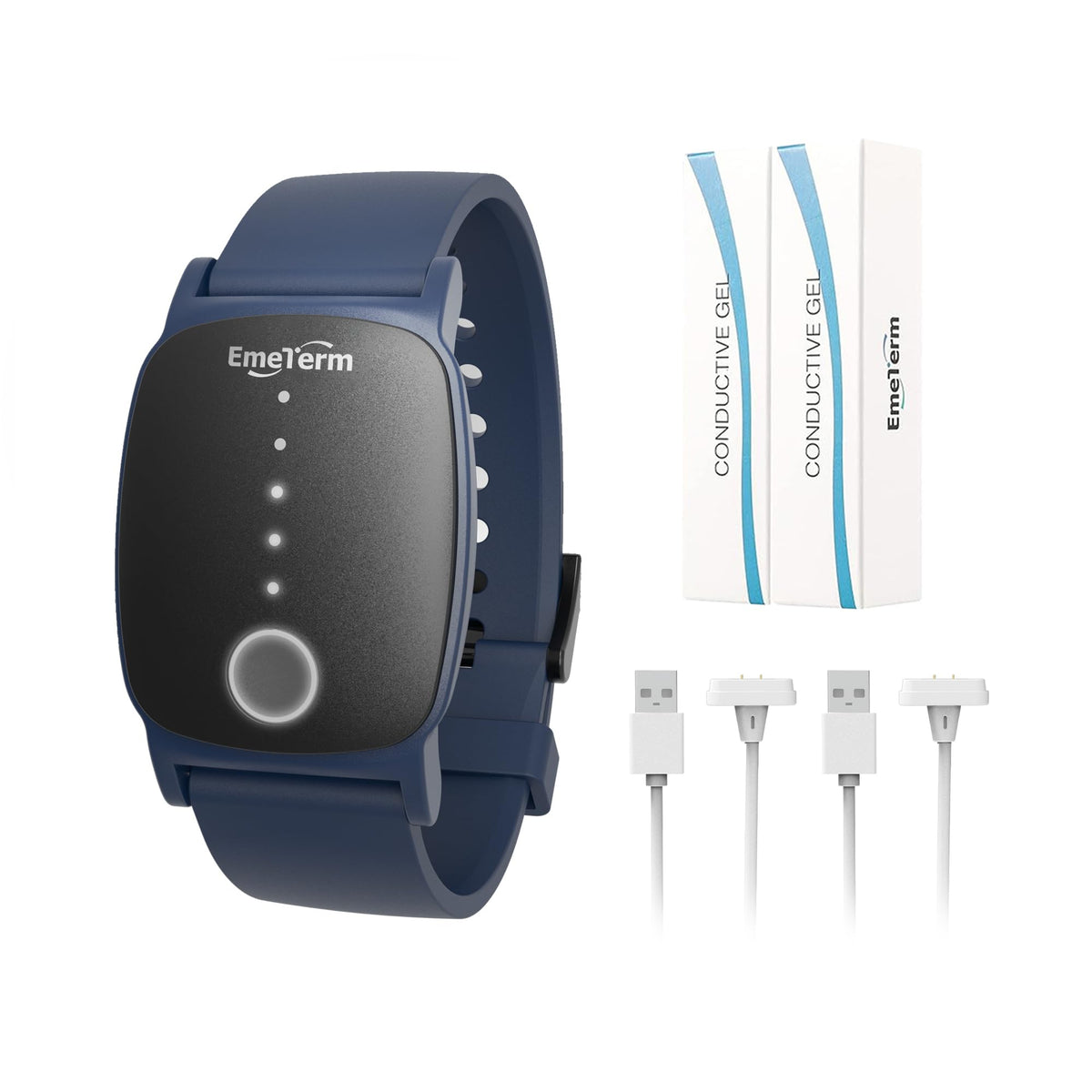 EmeTerm Explore navy blue wristband bundle for non-invasive travel comfort
