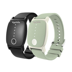 EmeTerm Explore galaxy black mint-green wristband on the wrist for nausea relief.