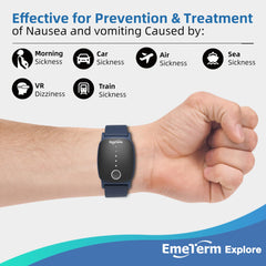 EmeTerm Explore device powered on, displaying intensity options.