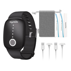 EmeTerm fashion jet black wristband shows Apple Watch compatibility for stylish, anti-nausea wear.