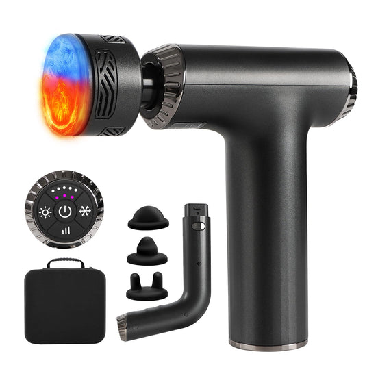 Emicool 2-in-1 extended-handle massager reaching difficult areas for deeper relief.