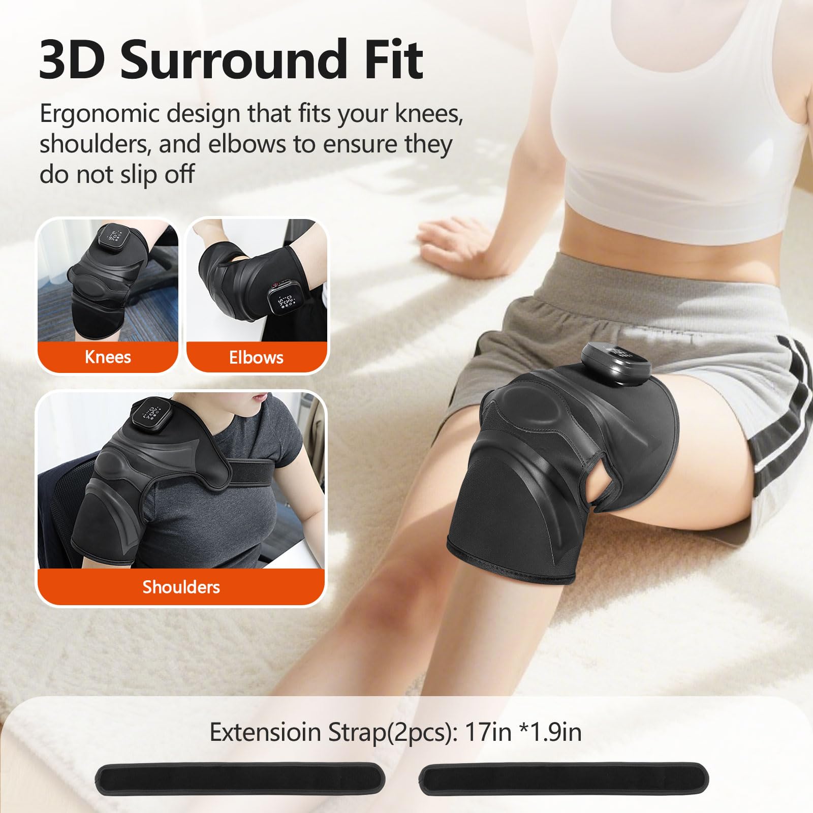 Three-in-one knee, shoulder, and elbow massager for versatile relief
