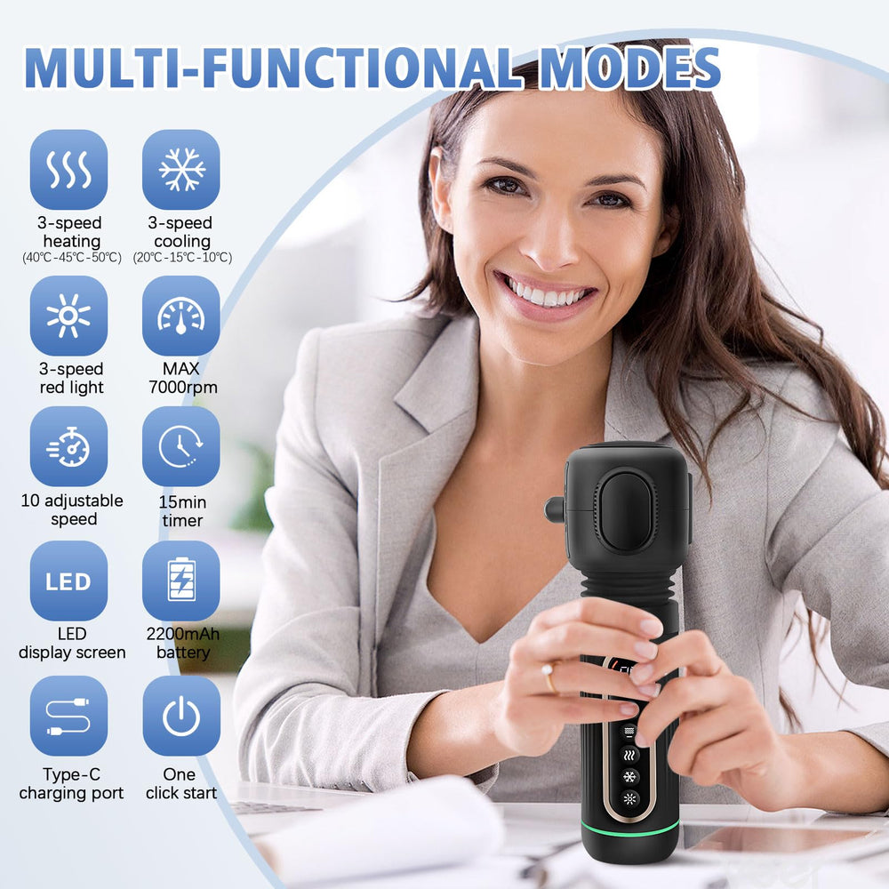 Emicool heat and cold head soothes tightness with heating and cooling options.