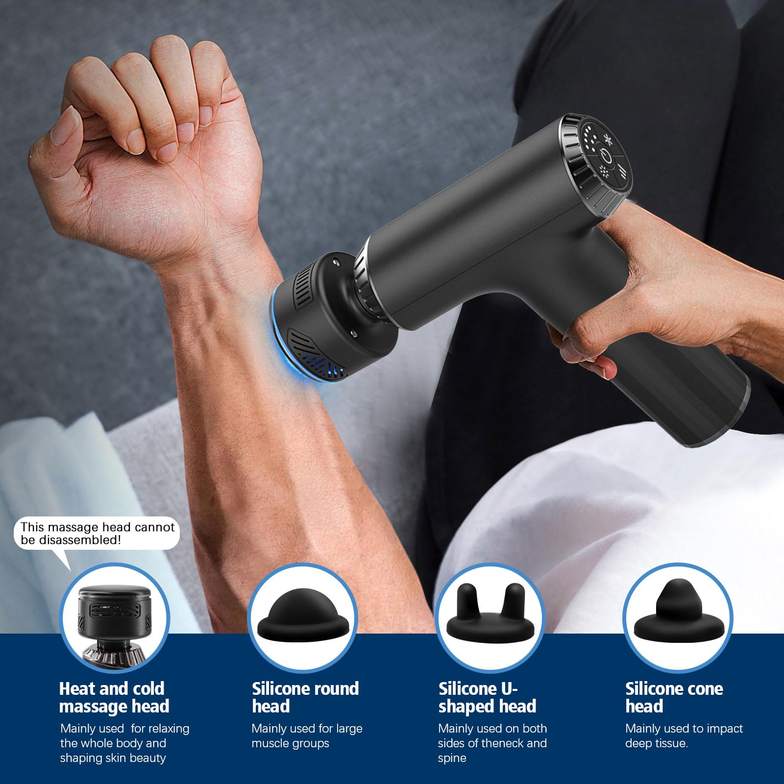 Emicool silicone massage heads kit targets shoulders, calves, and feet.
