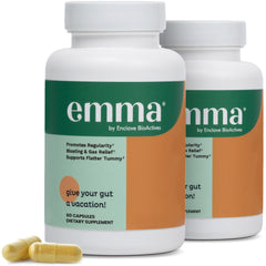 Emma Gut Health 2 Pack bottle front with capsules for digestion support