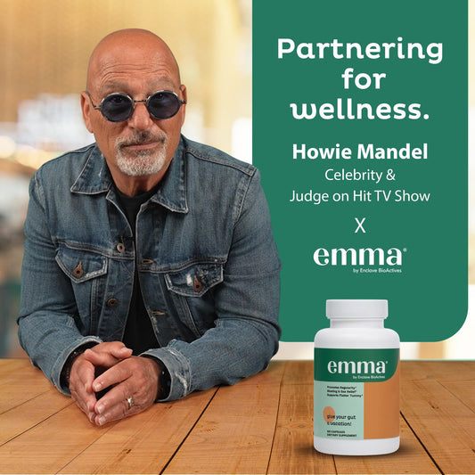 Emma Gut Health bottle pour demonstrating easy daily dosing for gut support.