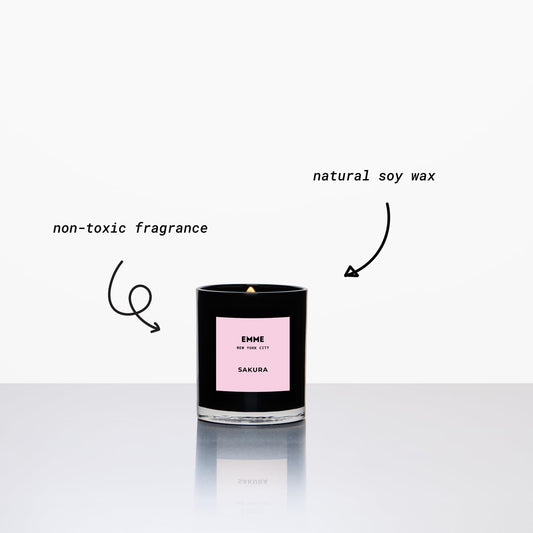 EMME Sakura wood wick candle crackles softly, delivering a calm ambience.