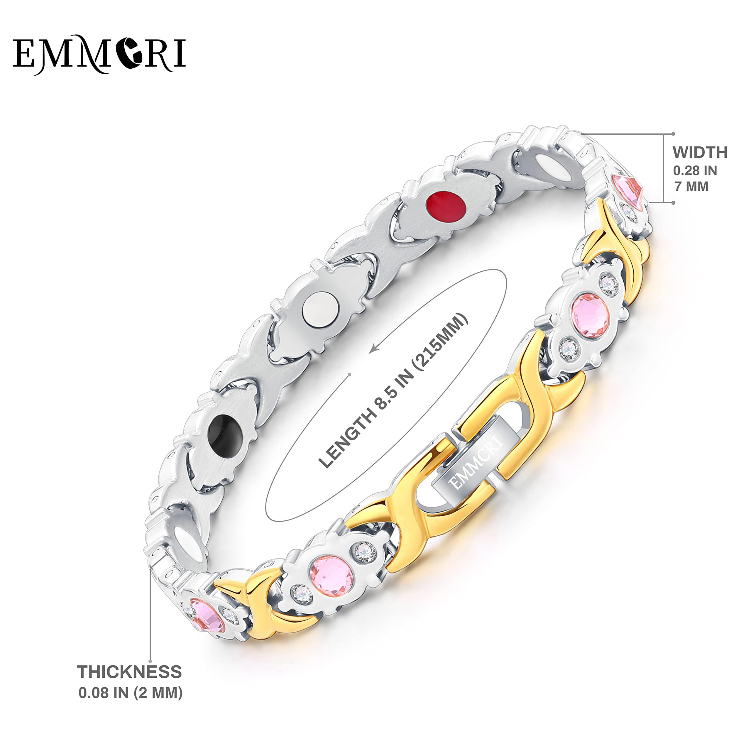 Emmori magnetic bracelet close-up on durable clasp for worry-free wear.