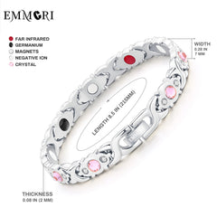 Emmori magnetic bracelet crystal silver with adjustable clasp for secure fit