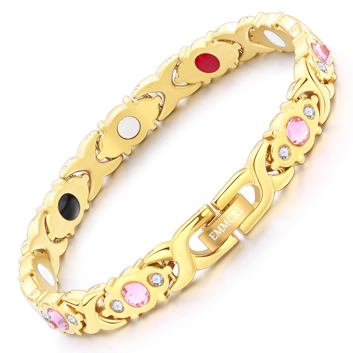 EMMORI gold crystal magnetic bracelet close-up for elegant daily wear