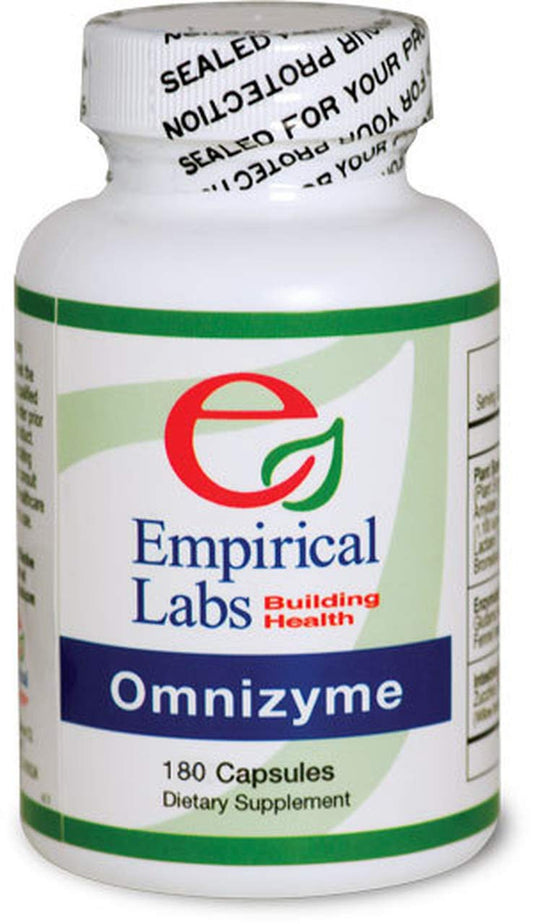 Empirical Labs Omnizyme 180 caps bottle front showing enzyme blend for digestive support
