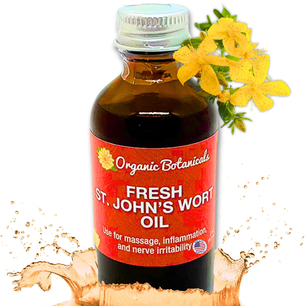 Em's Herbals St. John’s Wort Oil bottle for topical care and nerve comfort.