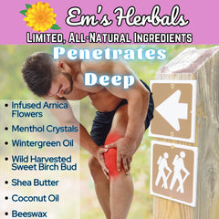 Em's Herbals Arnica Salve with roasted shea butter for a rich texture