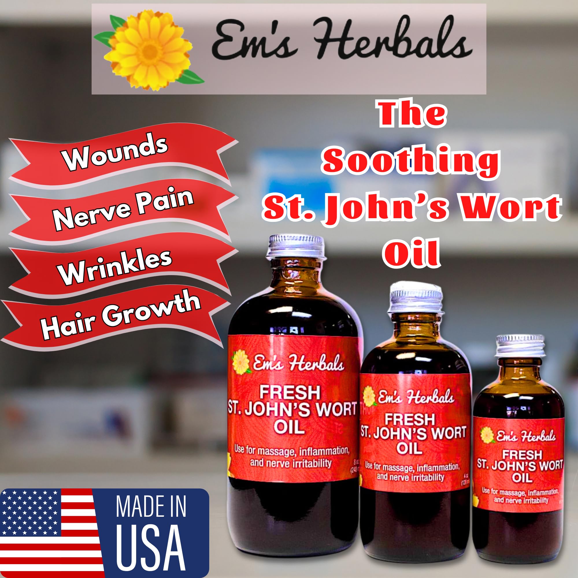 St. John’s Wort Oil on skin showing calming and cleansing use.